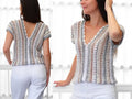 Crochet pattern PDF- Women crochet top -2 panels V-neck -Easy crochet shirt short sleeve blouse wearable- XS-3XL